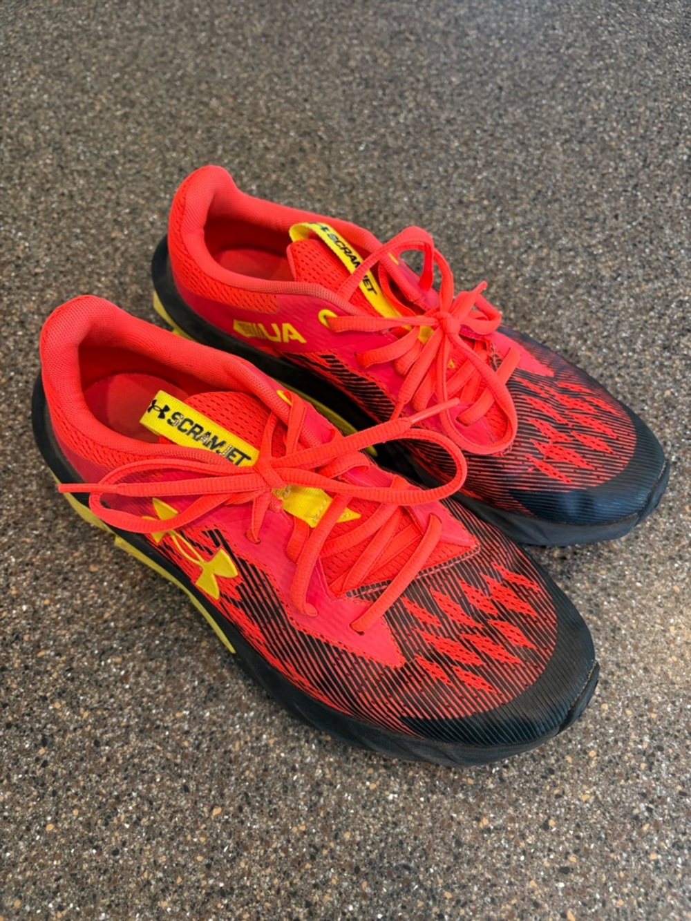 Under Armour Red, Black & Yellow Sprint Trainers Scramjet 3